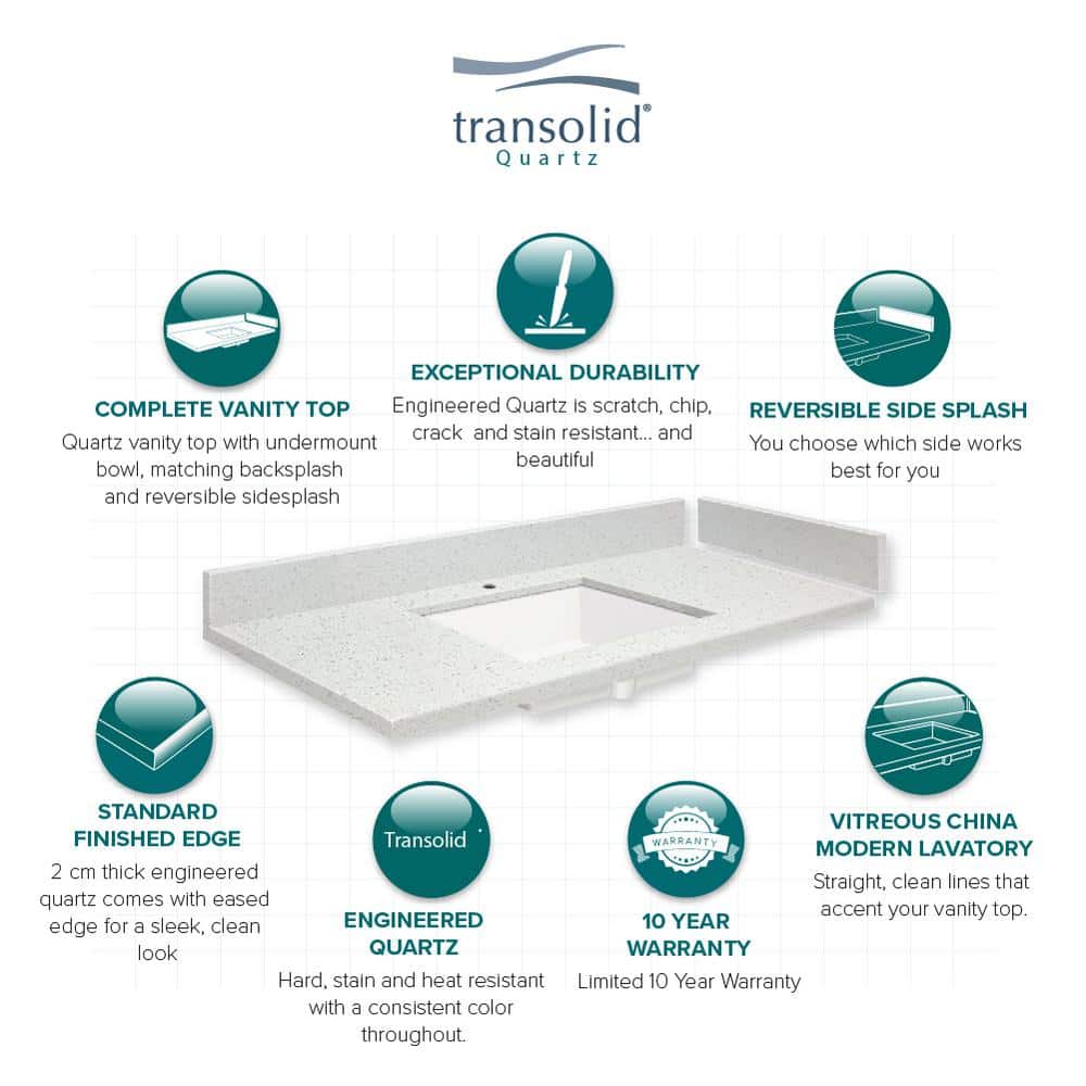 Natural White Quartz 31'' Vanity Top with Undermount Sink