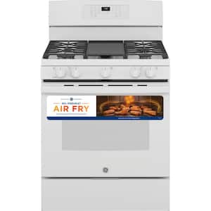 30 in. 5.0 cu. ft. Gas Range with Self-Cleaning Convection Oven and Air Fry in White