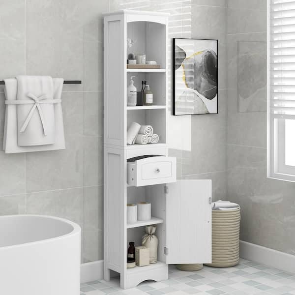9.05'' W x 24.4'' H x 9.05'' D Solid Wood Free-Standing Bathroom