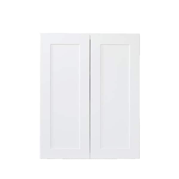 Bremen Cabinetry Bremen Ready to Assemble 27x42x12 in. Shaker Wall Cabinets with 2 Doors and 3 Adjustable Shelves in White