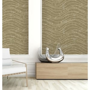 Waves Effect Brown and Beige Paper Non - Pasted Strippable Wallpaper Roll Cover 60.75 sq. ft.