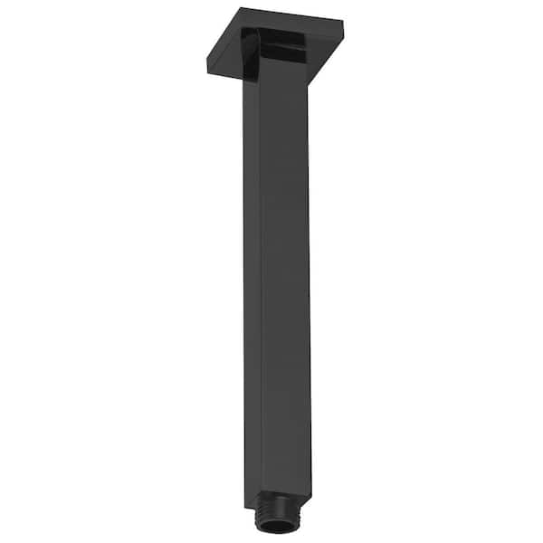 Westbrass 1/2 in. IPS x 9 in. Square Ceiling Mount Shower Arm & Flange, Matte Black