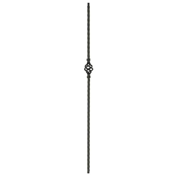 arteferro 44 in. x 9/16 in. Single Basket Hammer Bar Midnight Bronze Powder Coated Wrought Iron Baluster