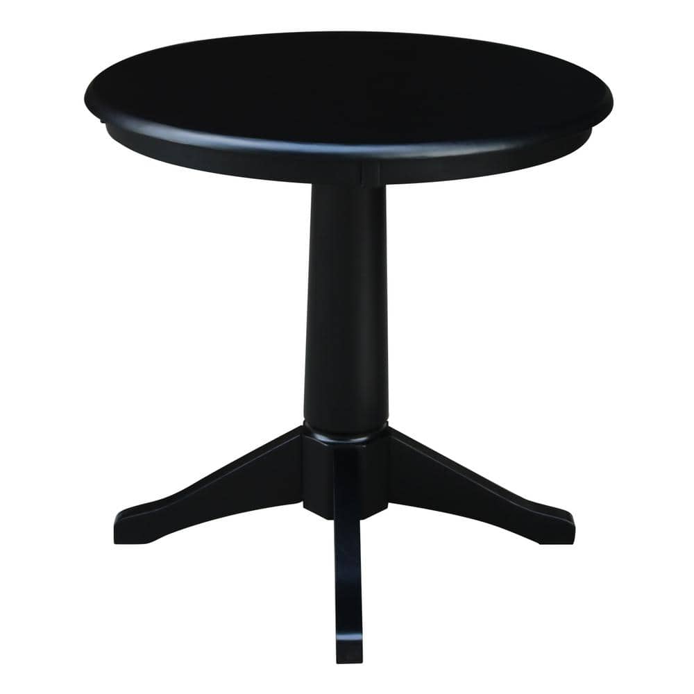 Black Round Solid Wood Pedestal Dining Table