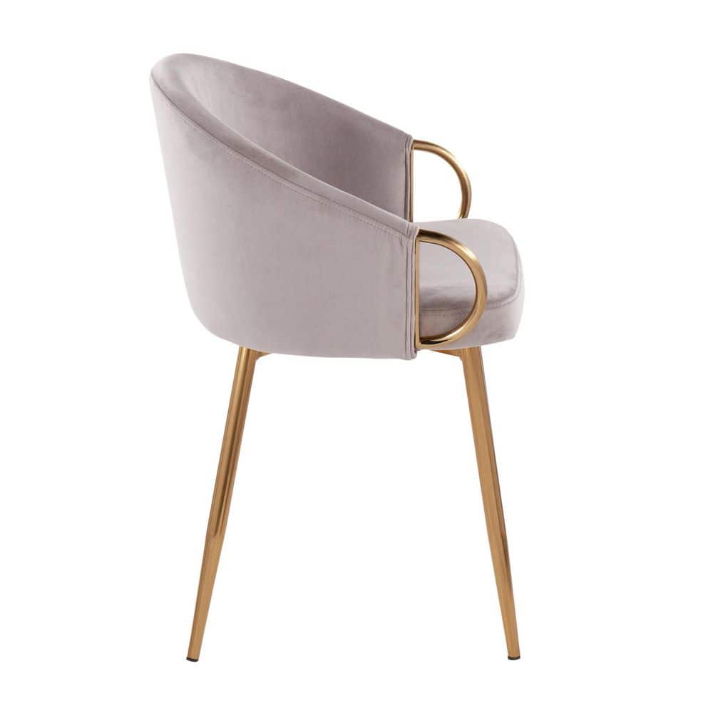 Claire Silver Velvet and Gold Metal Low Back Side Chair Set