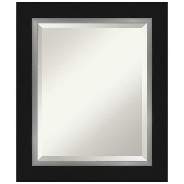 Amanti Art Medium Rectangle Silver BlackSilver Metallic Beveled Glass Modern Mirror (25.25 in. H x 21.25 in. W)