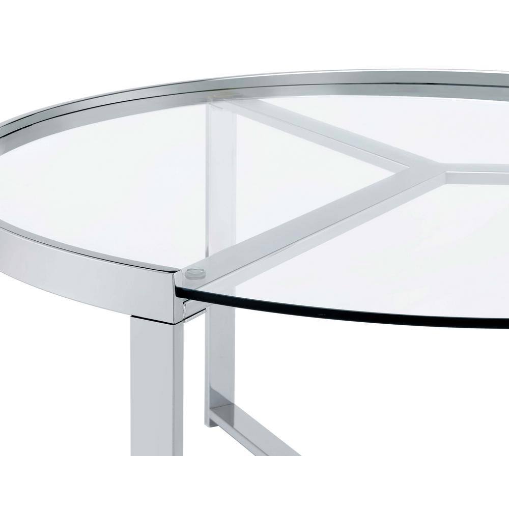 Delia Round Chrome and Glass Nesting Coffee Table Set