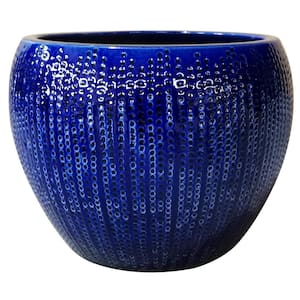 14 in. Dia Blue Calistoga Ceramic Planter