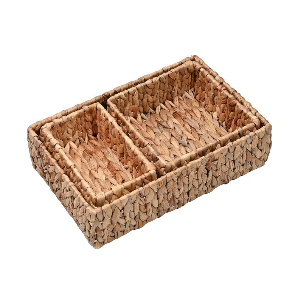 Natural Hand-Woven Hyacinth Nesting Storage Baskets, Set of 3
