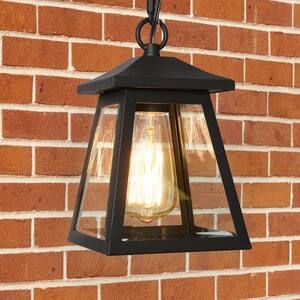 Modern Black Outdoor Hanging Light, Exton 1-Light Lantern Outdoor Patio Celing Pendant Light with Clear Glass Shade