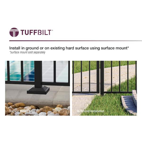 2 in. x 2 in. x 70 in. Black Aluminum Line Fence Post