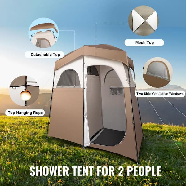 SKYSHALO Camping Shower Tent 83 x 42 x 83 in. 2 Rooms Oversize Outdoor Portable Shelter Tent with Detachable Top Pockets GYZPLSTYDLNJBVOJOV0 0712 The Home Depot