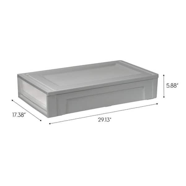 IRIS 27.5 Qt./6.9 Gal. Under Bed Storage with Pullout Drawer, Gray 500230