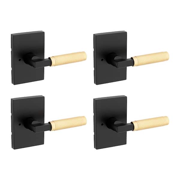 Prava Matte Black Privacy Bed/Bath Reversible Door Handle 4-Pack