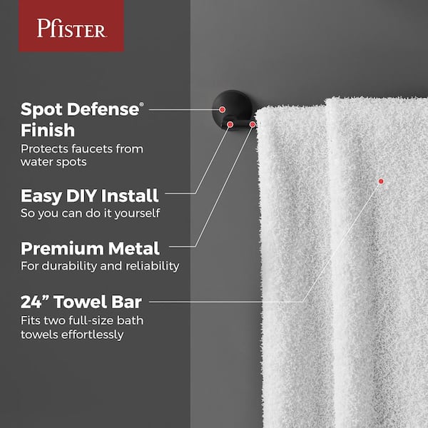 Vedra 24 in. Wall Mounted Towel Bar in Matte Black