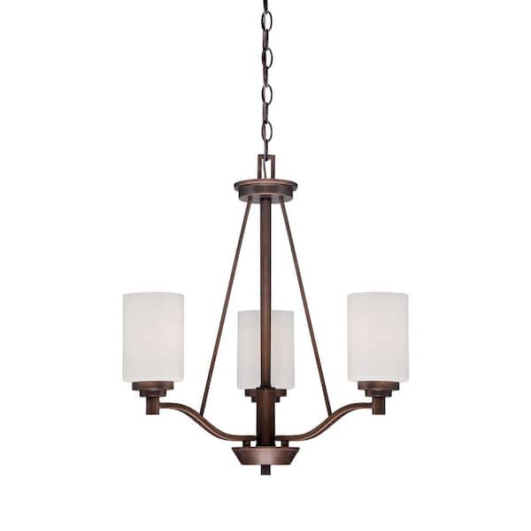 Millennium Lighting 3-Light Rubbed Bronze Chandelier with Etched White Glass