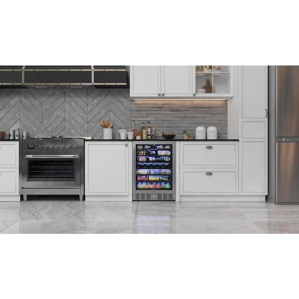 5 cu. ft. Mini-Fridge with Glass-Door fits 65 12 oz. Bottle or Can Cooler in Stainless Steel