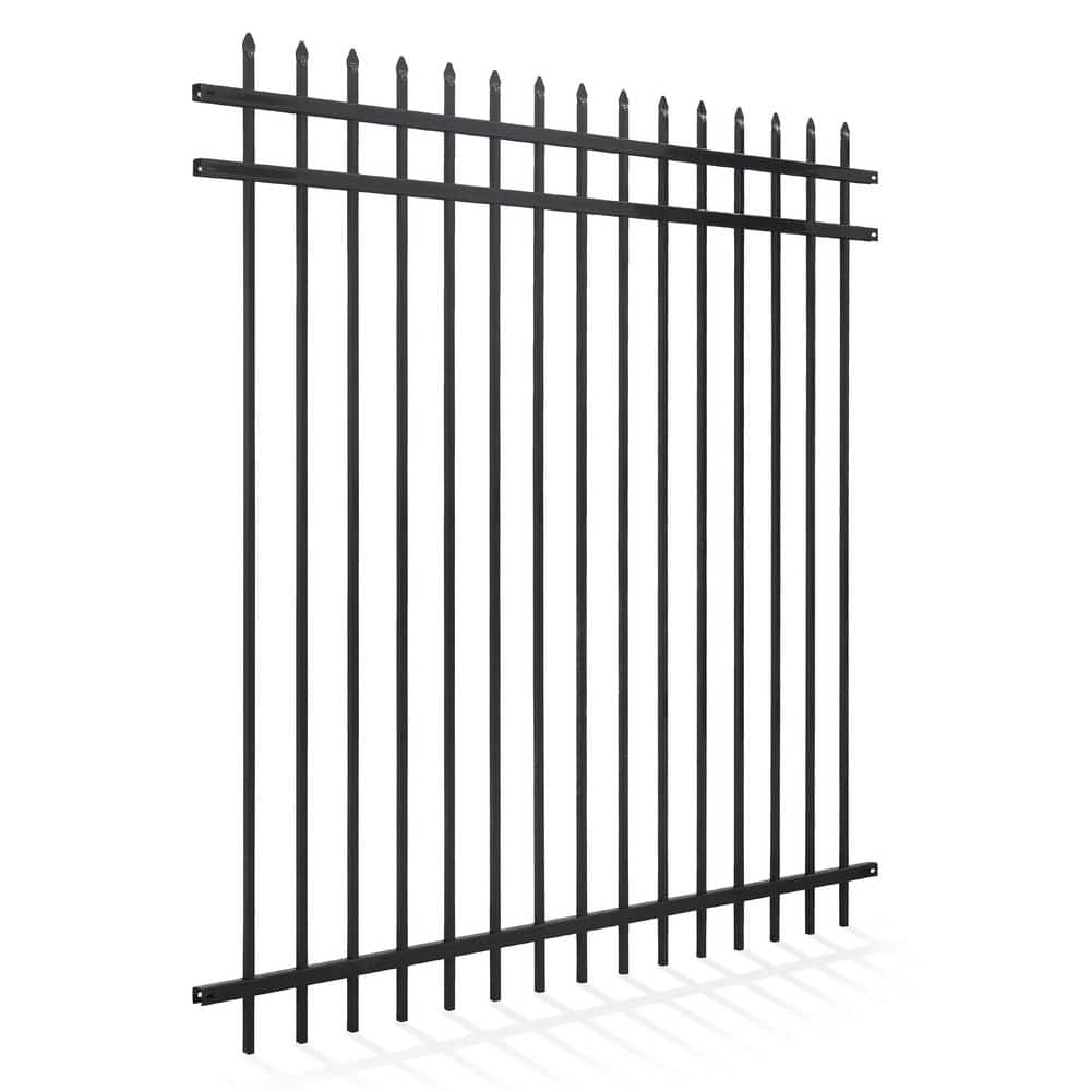 6 ft. x 6 ft. Black Heavy-Duty Steel Ornamental Fence Panel