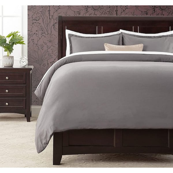 CHANASYA CHANASYA Solid Color Earthy Taupe Ultra Soft Bedding Microfiber Duvet Cover Set, Queen