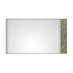 84 in. W x 48 in. H Large Rectangular Stainless Steel Framed Dimmable Wall LED Bathroom Vanity Mirror in Black Frame