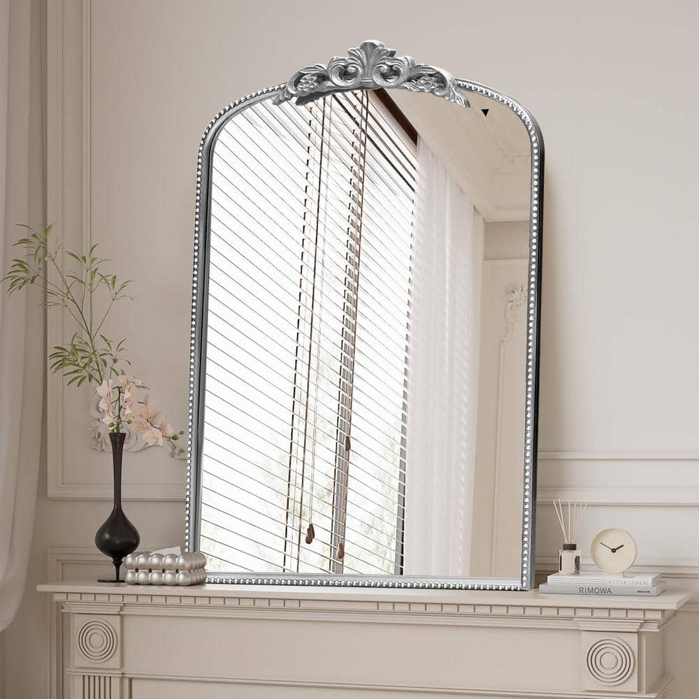 wall mirror / 昭和レトロ LuxHomez 24 in. W x 36 in. H Vintage Antique Silver Arched
