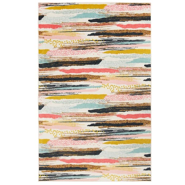 Mohawk Home Brushed Stripe Multi 8 ft. x 10 ft. Modern Area Rug