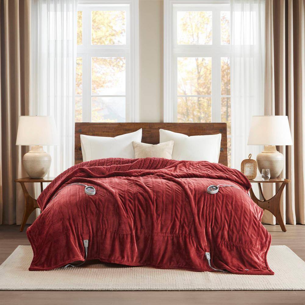 King Garnet Reversible Knitted Electric Blanket with Auto Shutoff