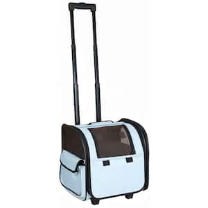 Blue Wheeled Travel Pet Carrier with Side Pouch and Leash Holder - 1-Size