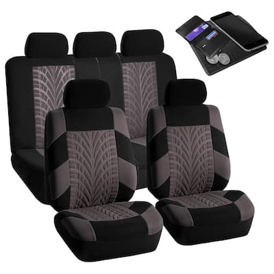 NEW GRAY & BLACK POLY Front & Back SEAT COVERS COMBO 9PC SET FOR SUVS 2126