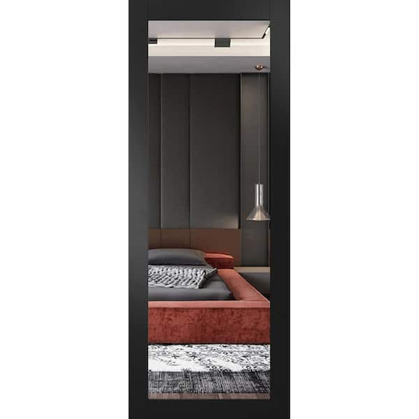 32 in. x 34 in. Solid Wood Mirrored glass Black Matte Interior Door Slab