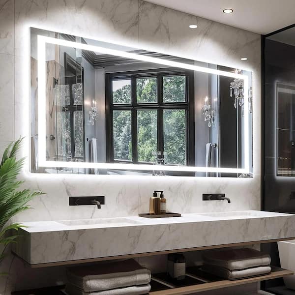 Andrea 48 in. W x 24 in. H Large Rectangular Frameless High Lumen LED Anti-Fog Dimmable Wall Mounted Bathroom Vanity Mirror