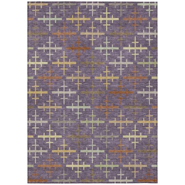 Chantille Machine Washable Indoor/Outdoor Abstract ACN2850 Plum 8 ft. x 10 ft. Area Rug