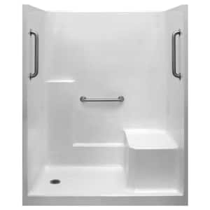 Liberty 60 in. x 33 in. x 77 in. AcrylX 1-Piece Shower Kit with Shower Wall and Shower Pan in White, 3 Loose Grab Bars