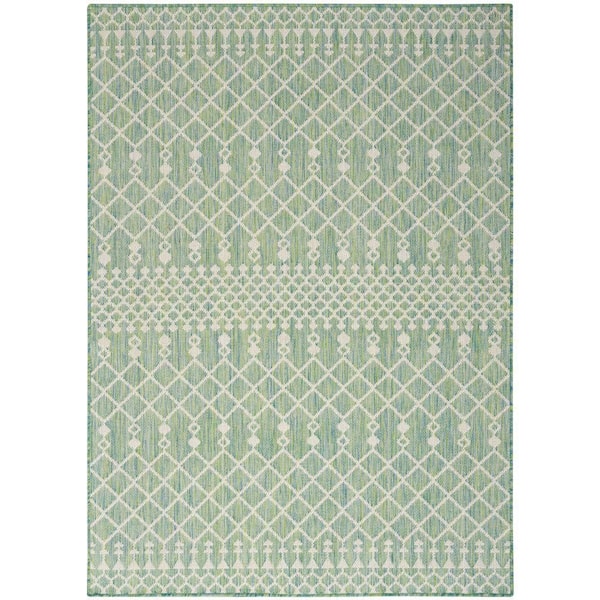 Nourison Positano Blue Green 4 ft. x 6 ft. Moroccan Contemporary Area Rug