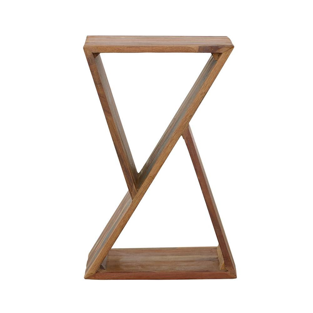 Modern Hourglass Reclaimed Wood Geometric Accent Table