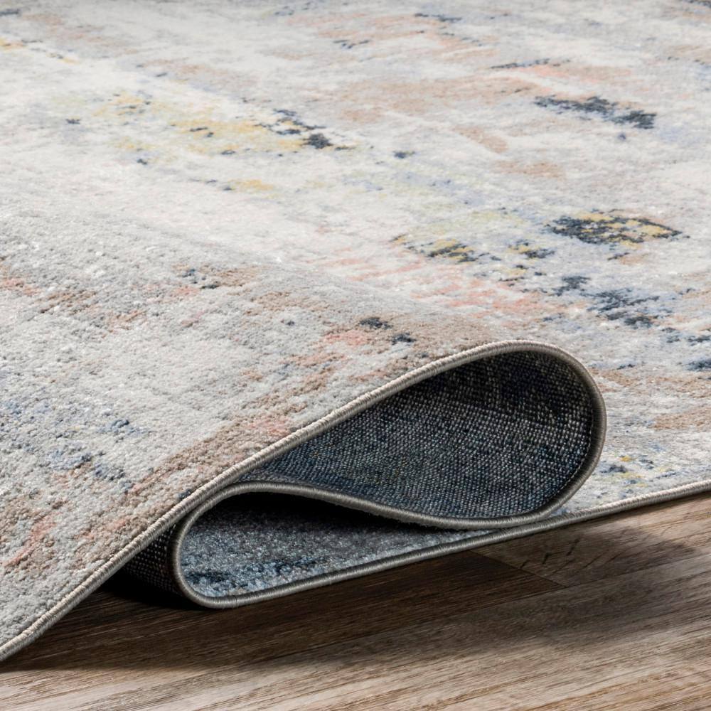Aaliyah Blue Multicolor Abstract Washable Synthetic Area Rug 3' x 5'