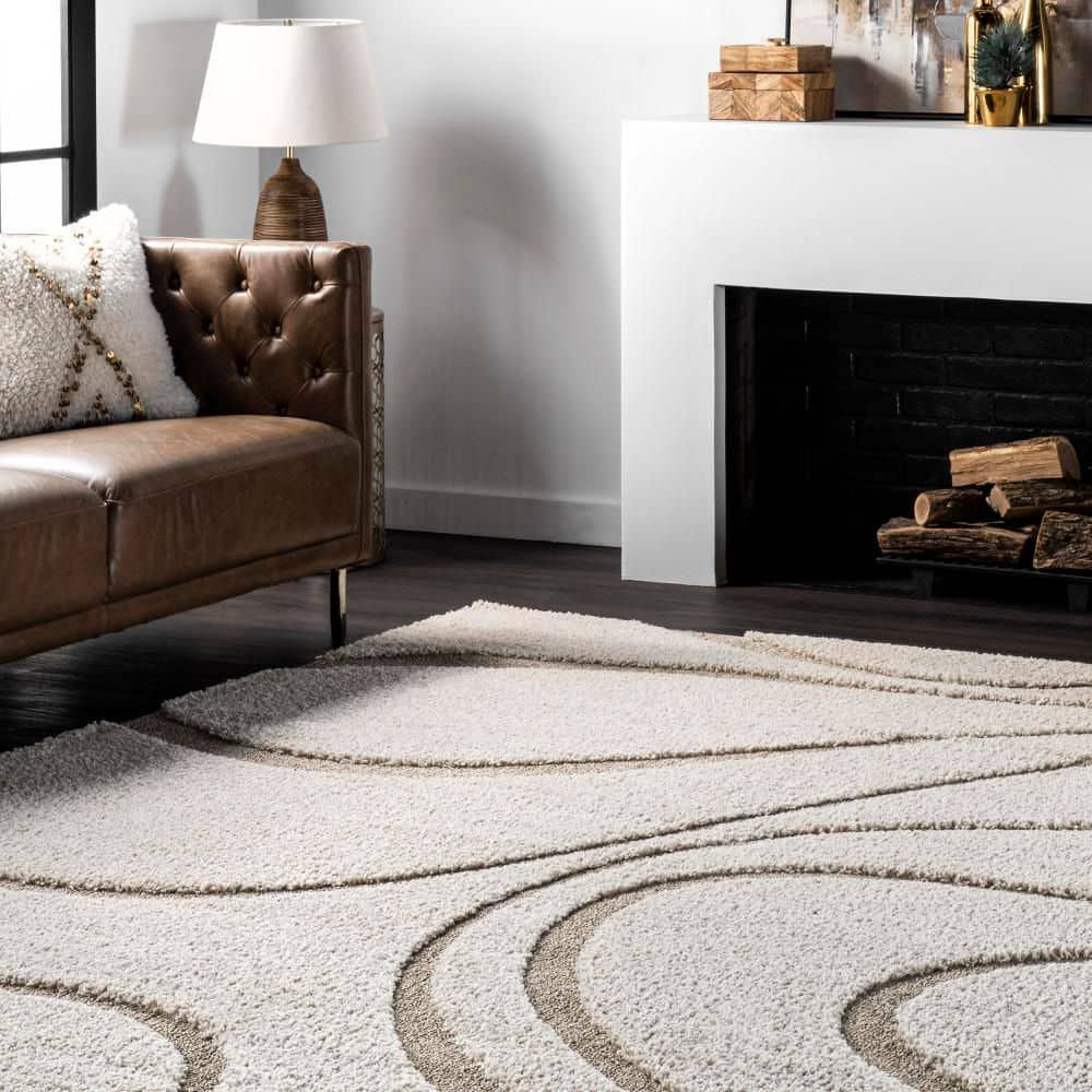 Luxurious Lt Beige Shag Area Rug 10' x 14' Easy Care Synthetic
