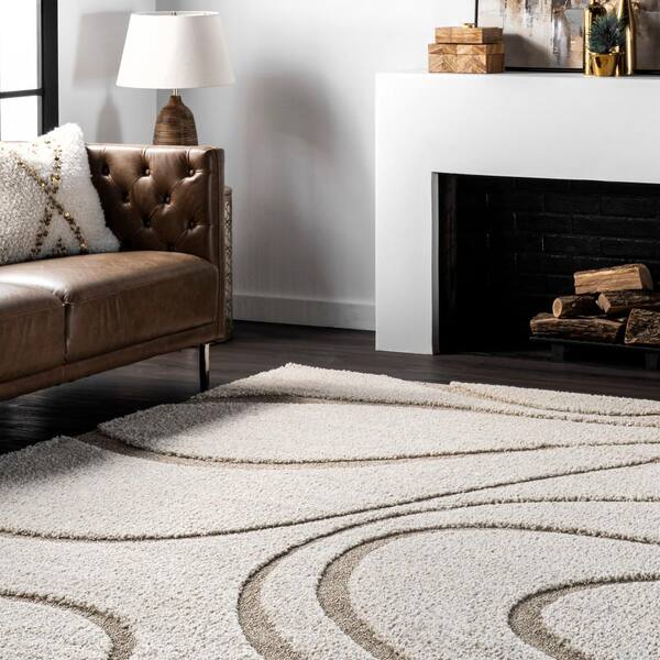 nuLOOM Carolyn Contemporary Curves Shag Cream 10 ft. x 14 ft nuLOOM Carolyn Contemporary Curves Shag Cream 10 ft. x 14 ft