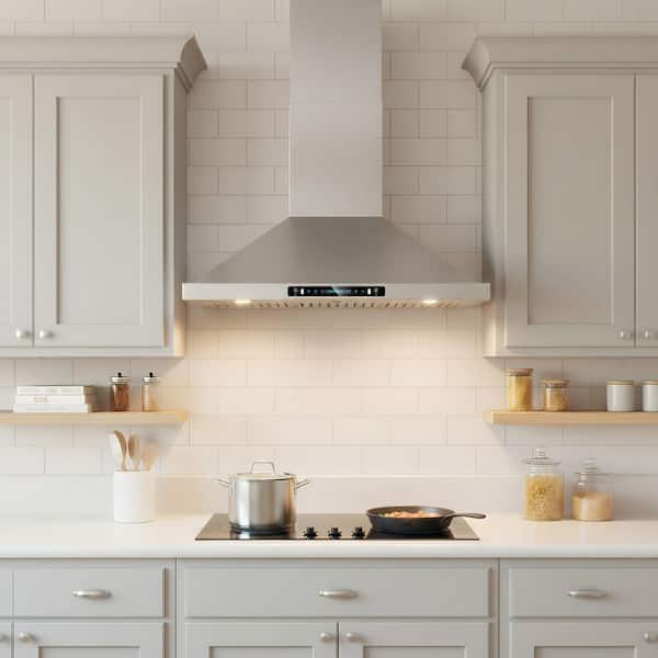 36 in. 900 CFM Convertible Wall Mount Range Hood Downdraft System in Stainless Steel with Gesture Control