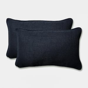 Solid Blue Rectangular Outdoor Lumbar Throw Pillow 2-Pack