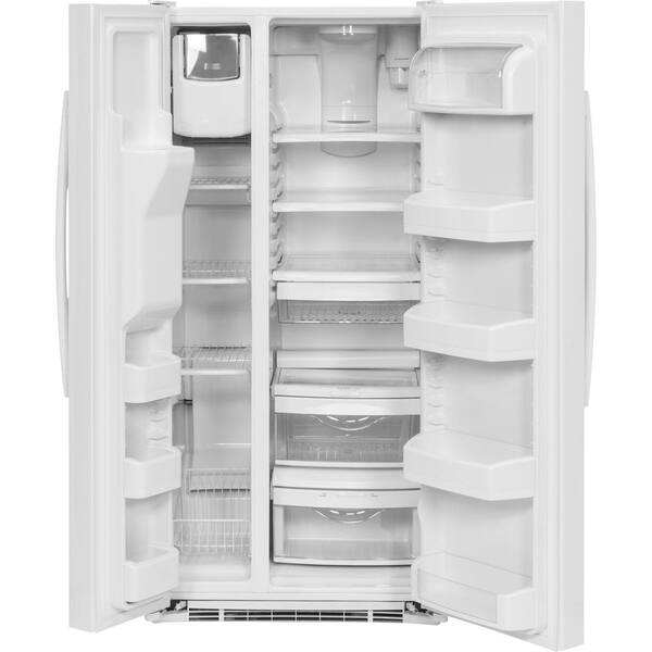 Ge 23 2 Cu Ft Side By Side Refrigerator In White Gss23ggkww The Home Depot
