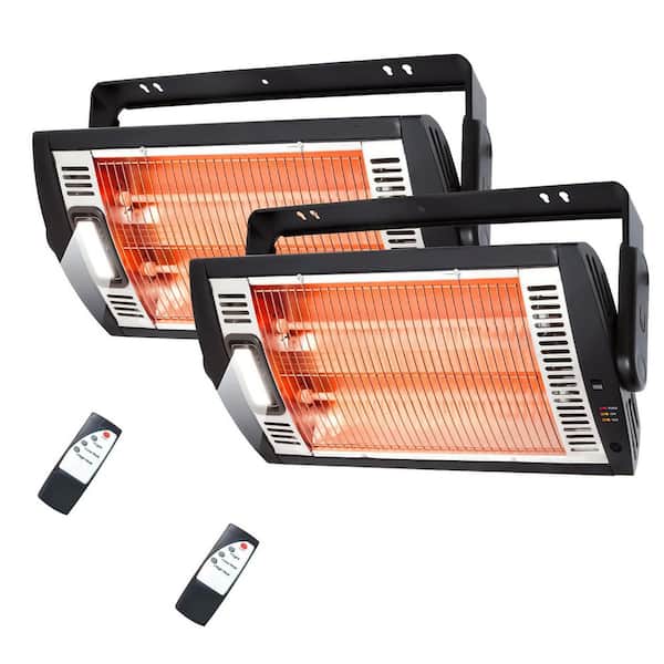 1500W/750W Indoor/Outdoor Ceiling Mount Electric Radiant Quartz Heater, Remote Control, Work Light, 90°Rotation, 5 Modes