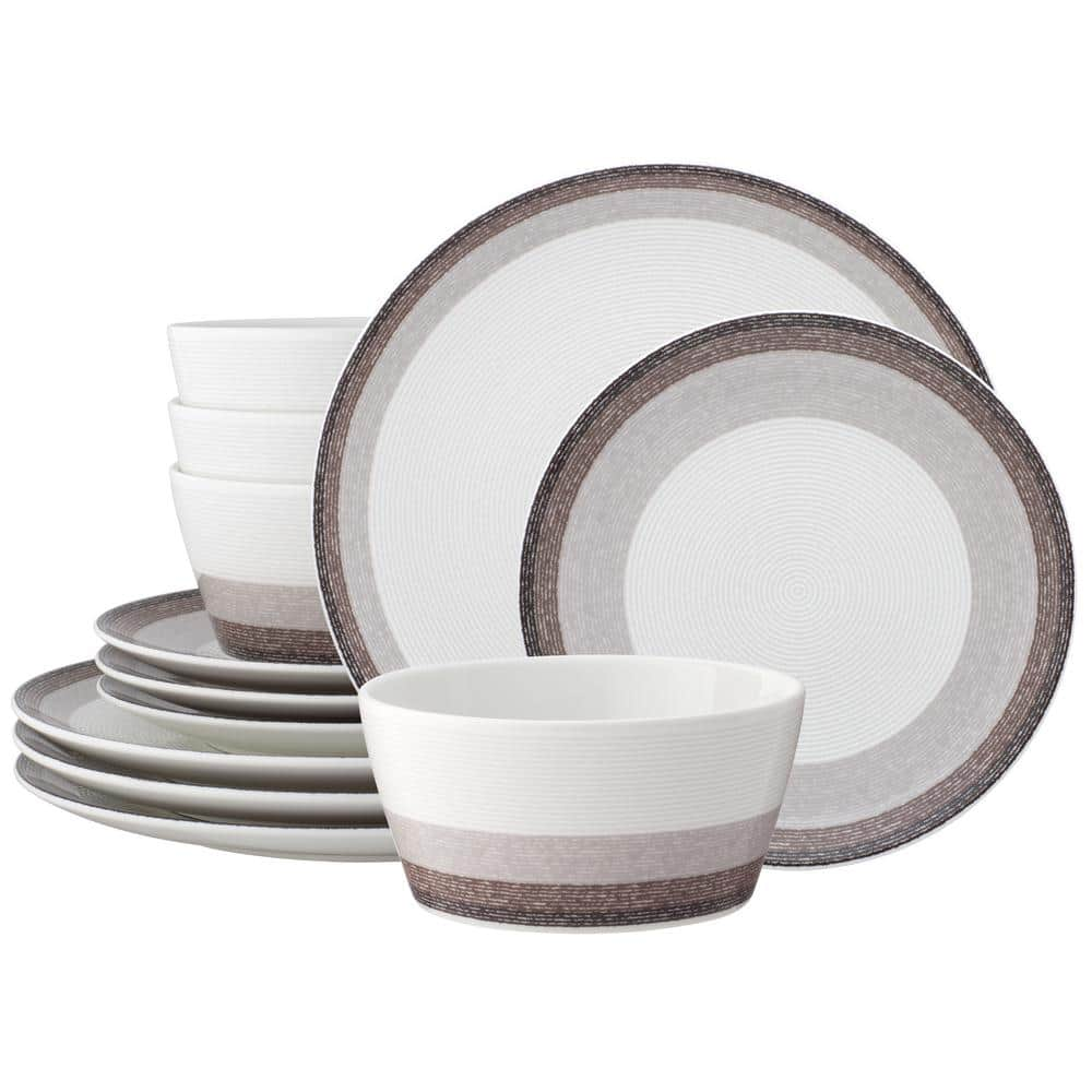 Noritake Colorscapes Layers Canyon Porcelain 12-Piece Coupe Dinnerware Set (Service for 4)