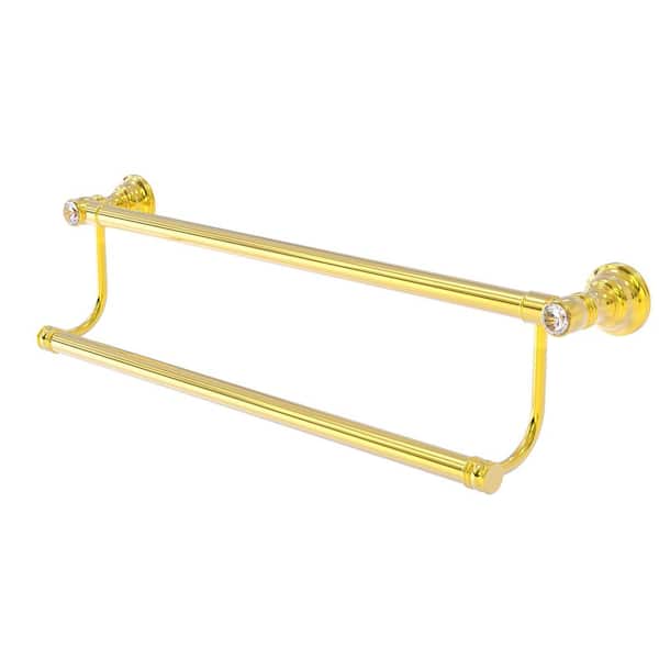 Allied Brass Carolina Crystal Collection 24 in. Wall Mounted Double Towel Bar in Polished Brass