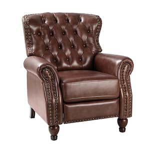 Isabel Brown Genuine Leather Recliner with Tufted Back and Rolled Arms