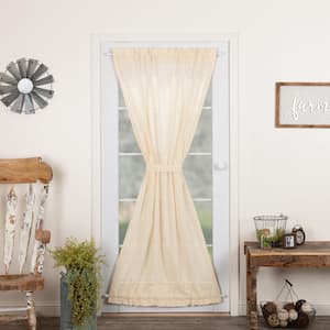 Tobacco Cloth 40 in. W x 72 in. L Sheer Rod Pocket French Door Window Panel in Natural Cream