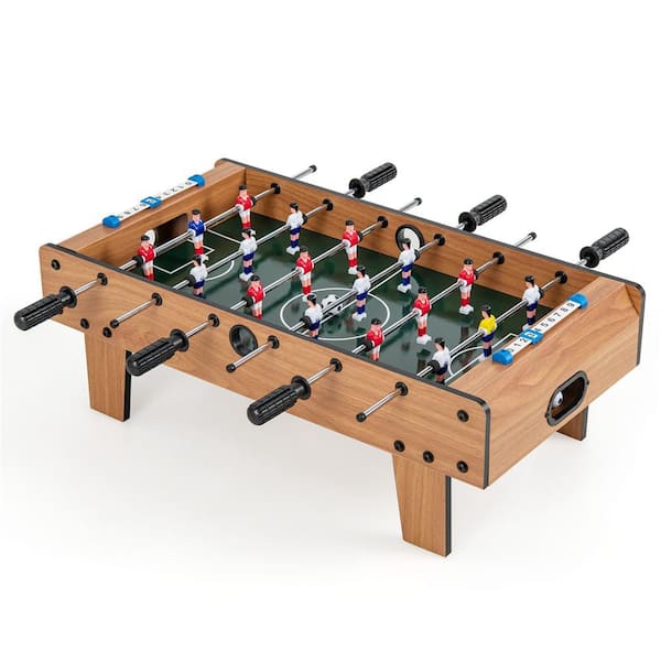 Mini Foosball Table, 27 in. Soccer Game Table w/ 2-Footballs and Soccer Keepers, Portable Football Game Set