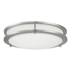 Flaxmere 14 in. Modern Brushed Nickel 3 CCT Integrated LED Flush Mount for Kitchens or Bedrooms