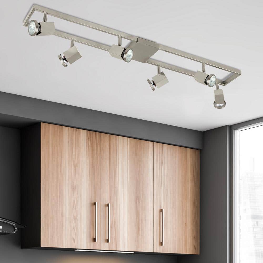 Satin Nickel 6-Light Adjustable Track Light Fixture