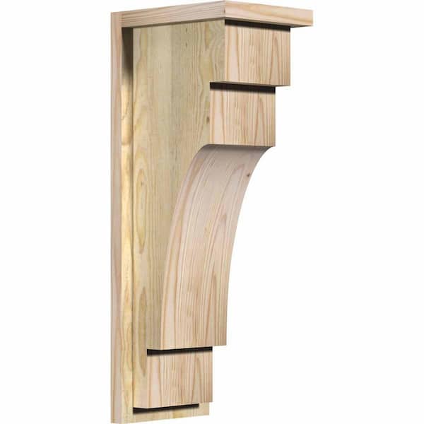 Ekena Millwork 8 in. x 10 in. x 26 in. Douglas Fir Mediterranean Rough Sawn Corbel with Backplate